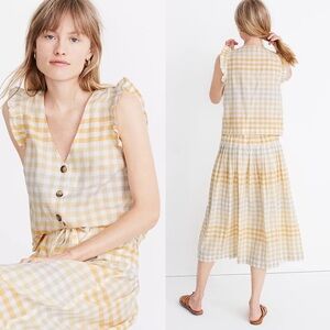Madewell Ombré Gingham Skirt Set Women’s Size Small (Top Size 2, Skirt Small)